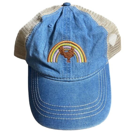 Infinity brand trucker hat OSFM light denim w rainbow rooster - Picture 1 of 4